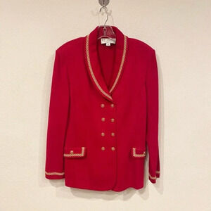 St. John Collection Red Blazer with Gold Accents